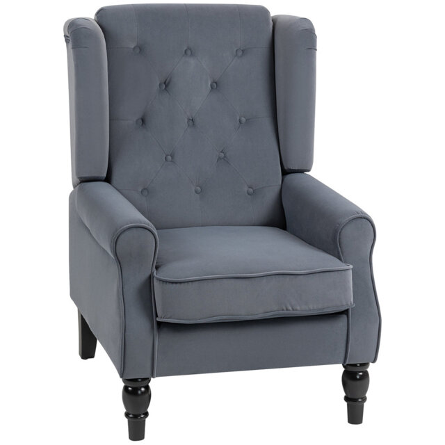 HOMCOM Wingback Accent Chair Velvet Armchair High Back