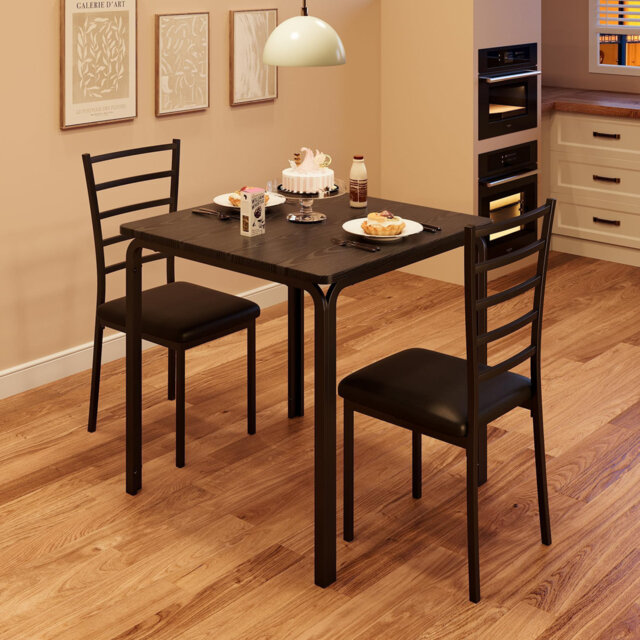 Dining Table Set for 2, Square Table and 2 Chairs Space Saving Compact Dinette Set for Small Spaces Kitchen Dining Room Apartment Breakfast Nook 29.1