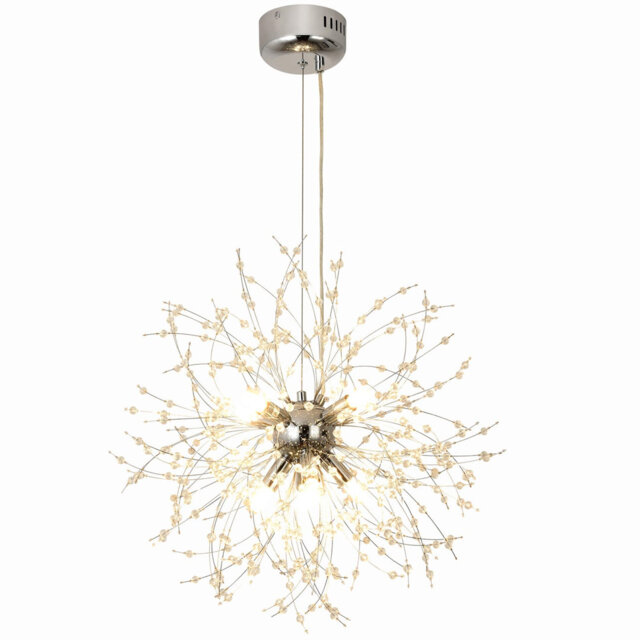 Modern Firework Chandeliers Dandelion Pendant Light, 8 Lights G9 Light Fixtures, Crystals Chandelier Lighting Fixture For Living Room, Bedroom, Dining