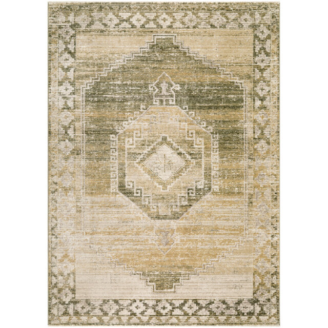 Fifth Avenue-Vintage Brown Grey Off-White Traditional Boho Fringe Living Dining Bedroom Rug