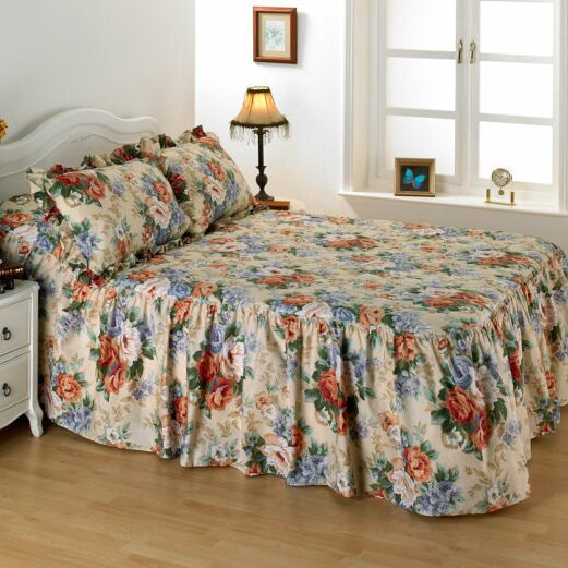Elinor Cotton Blend Floral Bedspread with Pillowcases Included