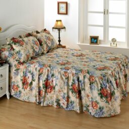 Elinor Cotton Blend Floral Bedspread with Pillowcases Included