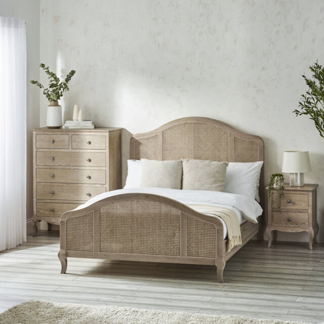 Amilda Rattan Bed Frame - Light Oak