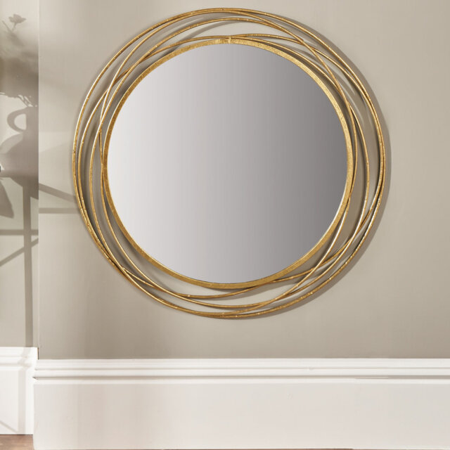 Javin Round Metal Swirl Framed Wall Mounted Accent Mirror