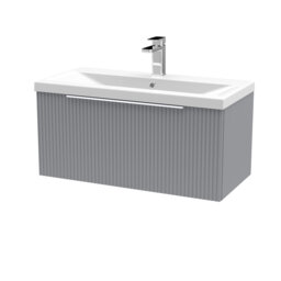 Fluted 810mm Single Bathroom Vanity with Drop In Vitreous China Basin