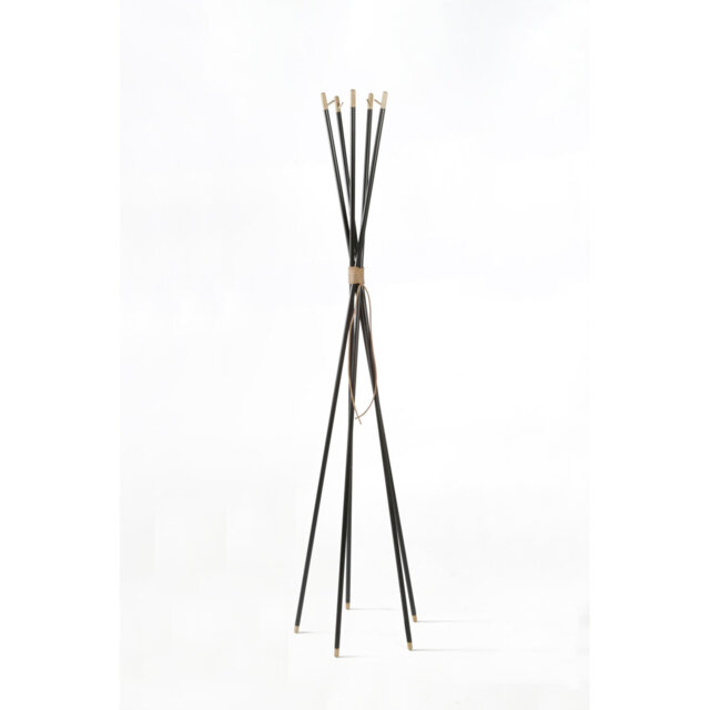5 - Hook Freestanding Coat Stand in Black Bars, Top In Nature