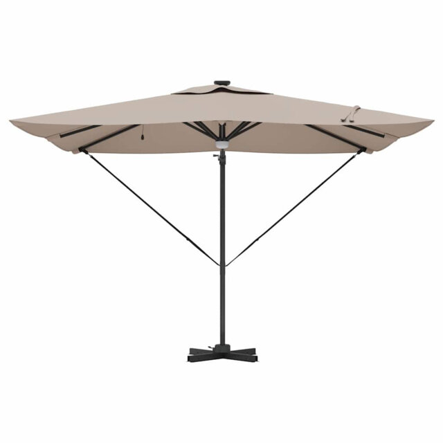 Roma Parasol with LED Strip Lights Aluminium and Polyester Garden Shade