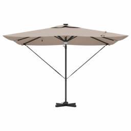 Roma Parasol with LED Strip Lights Aluminium and Polyester Garden Shade