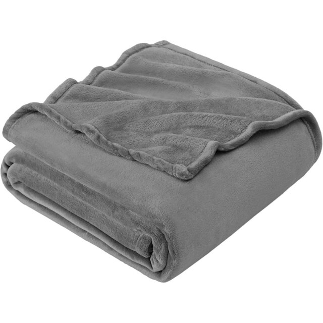 Fleece Blanket Grey Throws For Sofas Fluffy Warm Soft Blanket For Bed Settees Armchairs, Fit All Season, Single, 130X165cm