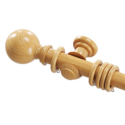 Wooden Curtain Pole Set 28mm – Solid Wood Curtain Rod for Eyelet & Ring Top Curtains – Window Curtain Rail with Brackets, Finials & Rings – 120cm, 150