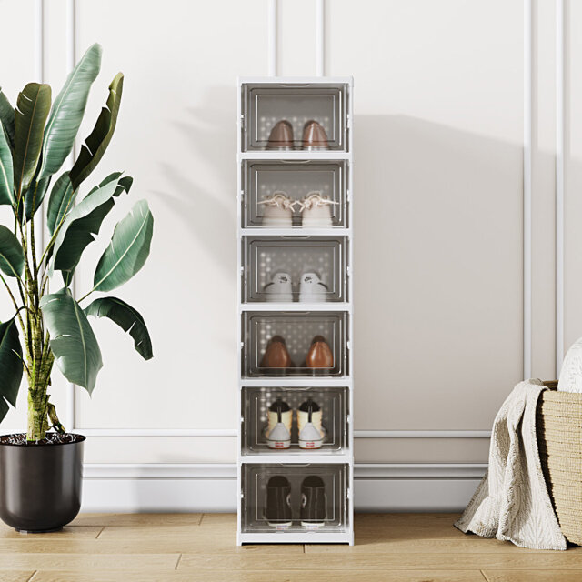 6 Pair Stackable Shoe Storage Cabinet