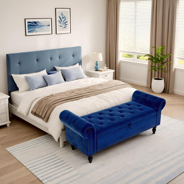 Velvet Upholstered Storage Bench