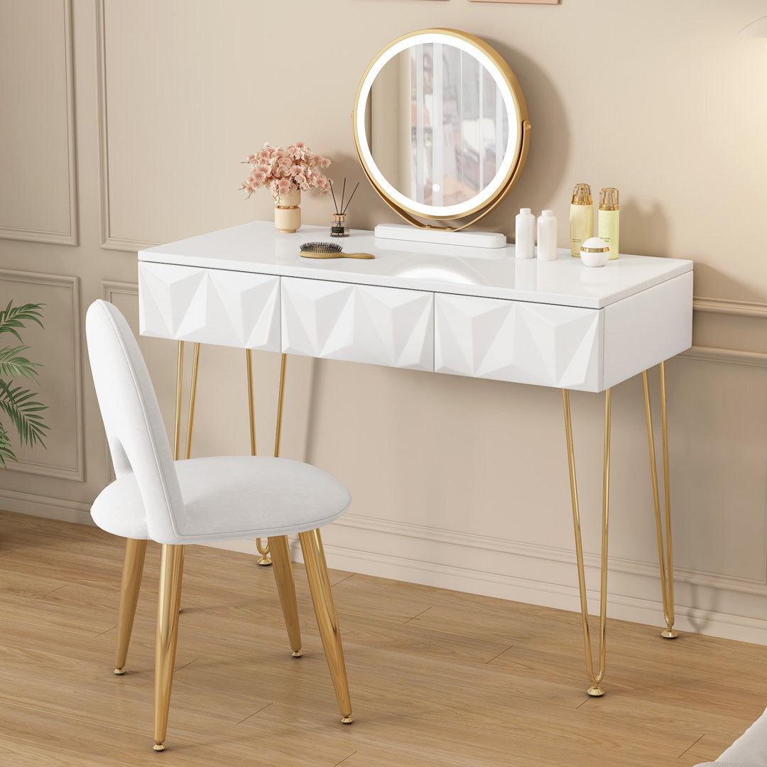slim fit dress slacks Richmond Ridged Vanity Table, Matte White main image 1