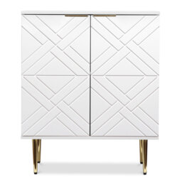 Modern 3D Embossed Sideboard Cabinet with Adjustable Shelf - Gold Handles & Raised Legs, Sturdy Engineered Wood for Hallway, Dining Room & Living Room
