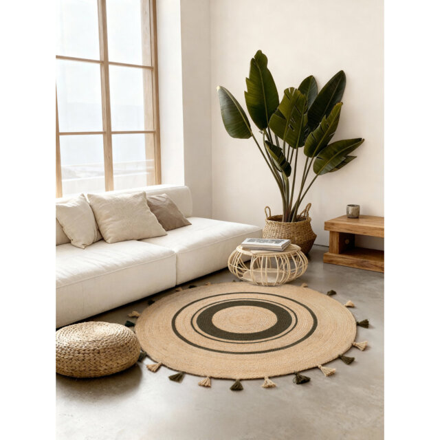 Hanse Home Basil - Jute Rug, Natural Rug for Living room, Bedroom, Diningroom