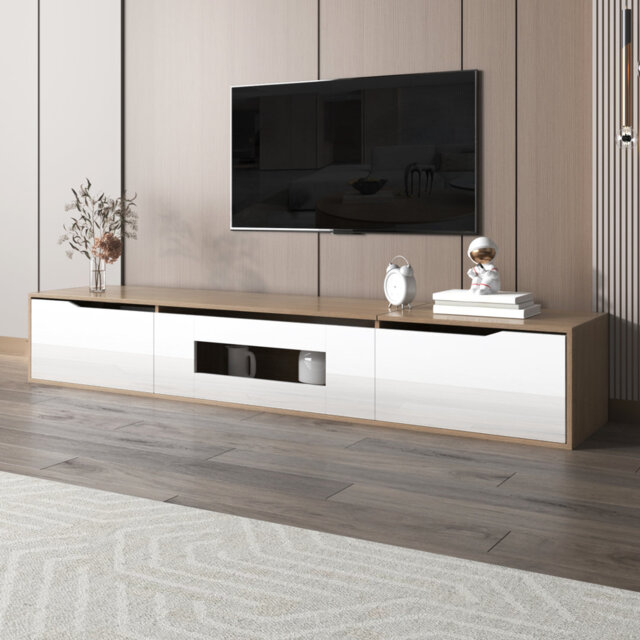 Silverhill Modern High-Gloss TV Stand With Color-Changing LED Lights And Versatile Mounting Options
