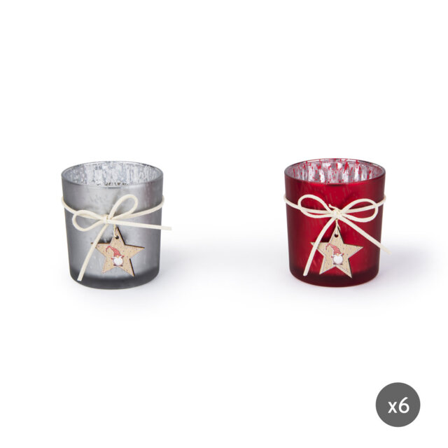 Gnomo 2 Piece Sprayed Glass Tealight Holder Set