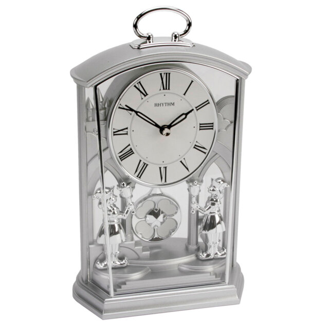 Kerrigan Roman Numerical Plastic / Acrylic Quartz Movement / Crystal Tabletop Clock Silver