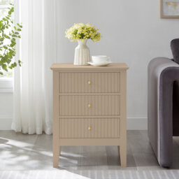 3 Drawer Bedside Table - Hales Tan Range