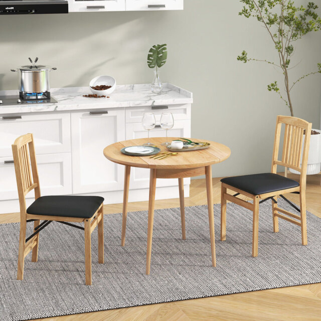 48cm H Solid Wood Folding Side Chair in Black