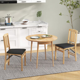 48cm H Solid Wood Folding Side Chair in Black