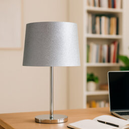 19cm H Fabric Empire Lamp Shade ( Uno ) in Silver