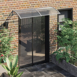 196 X 75cm Clear Front Door Canopy, Outdoor Polycarbonate Awning, Aluminium & Rigid Plastic Frame Uv & Rain Resistant Window Door Shelter With Mountin