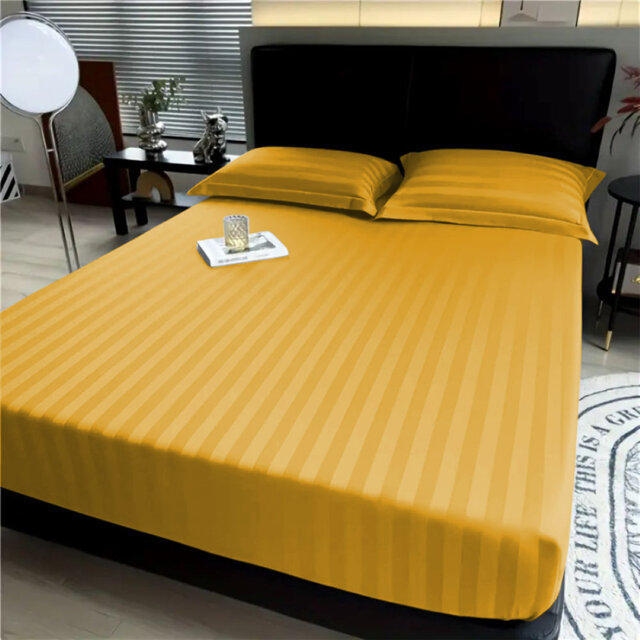 Aspire Homeware Luxury 40cm Deep Striped Fitted Sheet for Hotel Style Bedroom Comfort