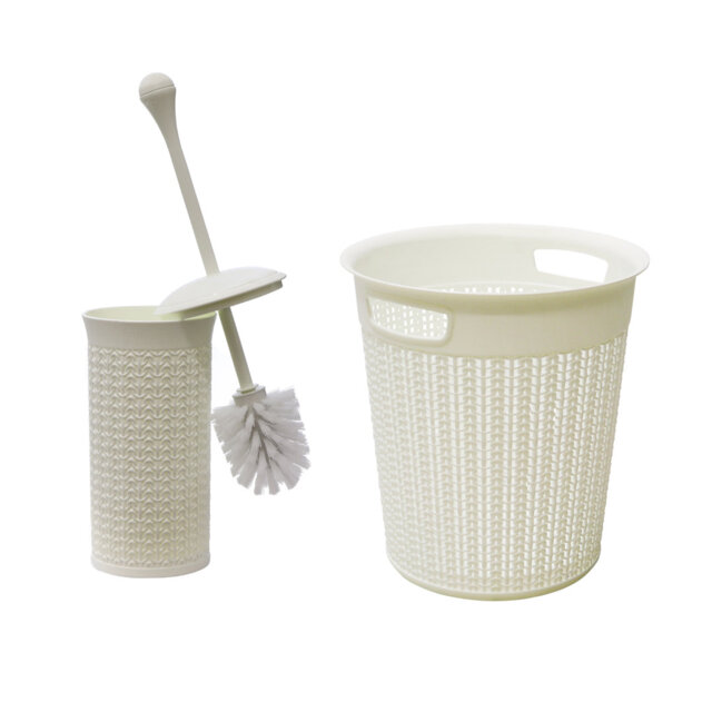 Loop Toilet Brush and Round Plastic Bin