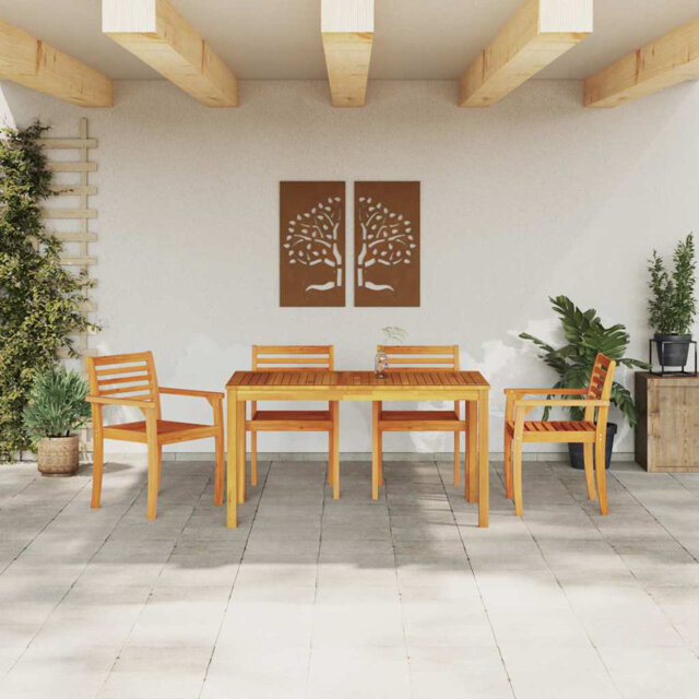 Garden Dining Set Brown Solid Acacia Wood Outdoor Furniture Patio