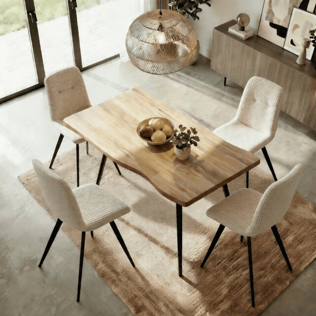 140cm Oak-Effect Dining Table and 4 Chair Set