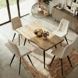 140cm Oak-Effect Dining Table and 4 Chair Set
