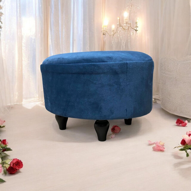 Stylish Callan 40cm Velvet Oval Ottoman – Luxurious Solid Colour Footstool for Office, Living Room & Bedroom Décor
