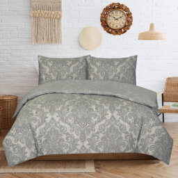 Moaied Cotton Blend Damask Duvet Cover Set with Pillowcases Included