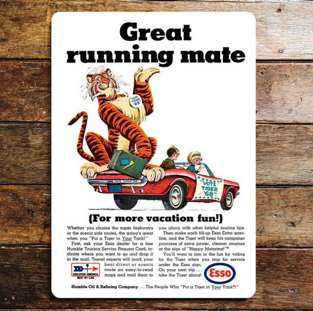 Esso Put a Tiger in Your Tank Great Metal Wall DÃ©cor