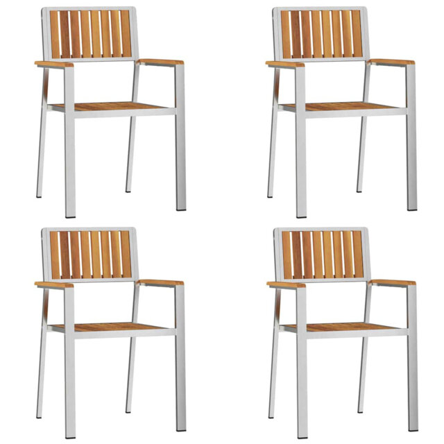 Garden Chair 4 Pcs Brown 56 X 54.5 X 87Cm Solid Acacia Wood