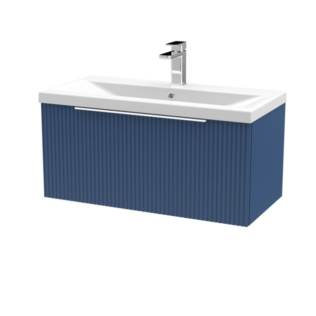 Fluted 810mm Single Bathroom Vanity with Drop In Vitreous China Basin