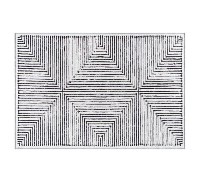 122x170cm Black and White Super Soft High Dense Pile Non Slip Thick Area Rug