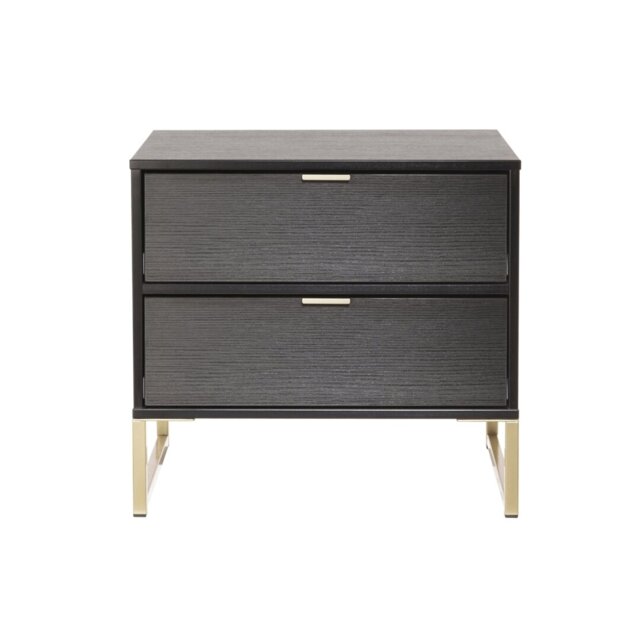 Diego Fully Assembled Diego - Gold Sleigh (J) 2 Drawer Bedside Cabinet
