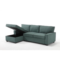 Makynzie Corner Sofa With Pull Out Sofa Bed & Storage - Teal (Right)