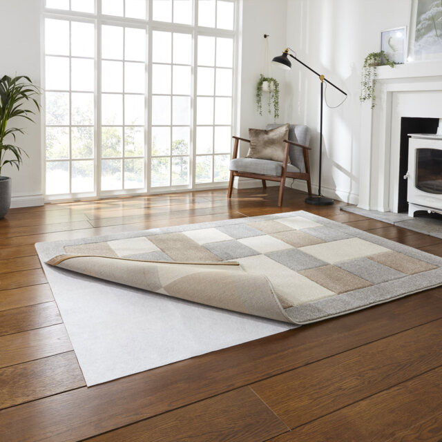 Antislip Underlay Machine Woven White Rug