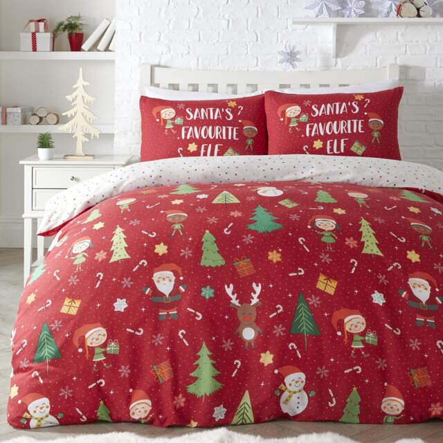 Red/Green 130 TC Reversible Duvet Cover Set