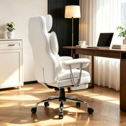Efomao Big and Tall Office Chair with Foot Rest 400LBS, PU Leather Computer Chair, for home office