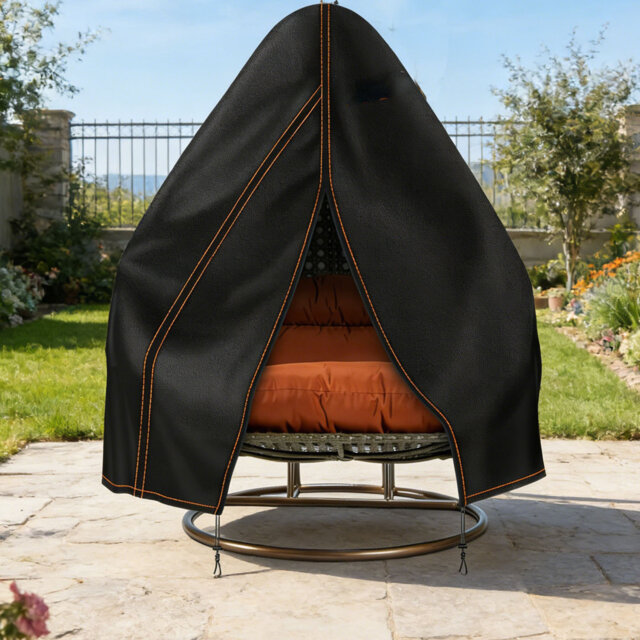 Outdoor Egg Chair Cover Waterproof, 2 Seat Heavy Duty Egg Swing Chair Cover 230 x 200cm, Black