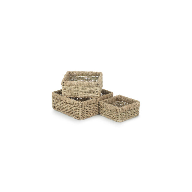 Laurie 3 Piece Seagrass Storage Tray Basket Set