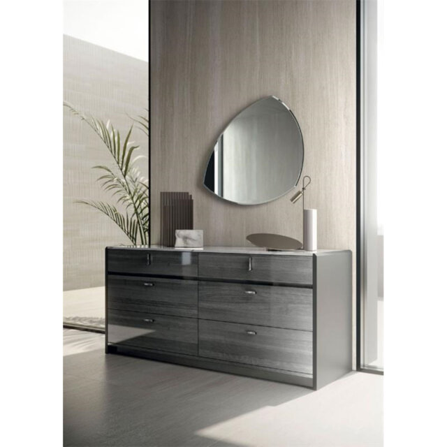 Small Chest Of Drawers With 6 Drawers And Luxury Calacatta Grey Effect Top