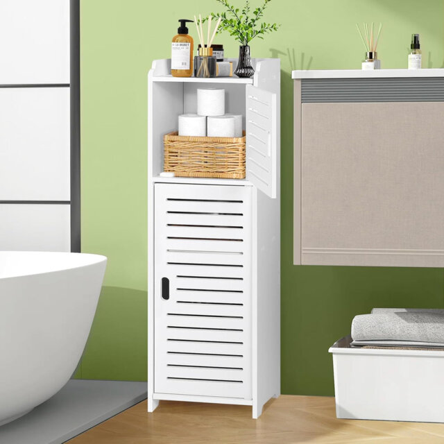 Floor Standing Bathroom Storage Unit Home Storage Furniture Freestanding DIsplay Cabinet with Shelf and Door White