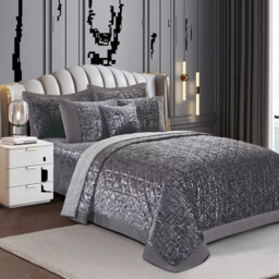 Velvet Bedspread with Pillow Shams Included