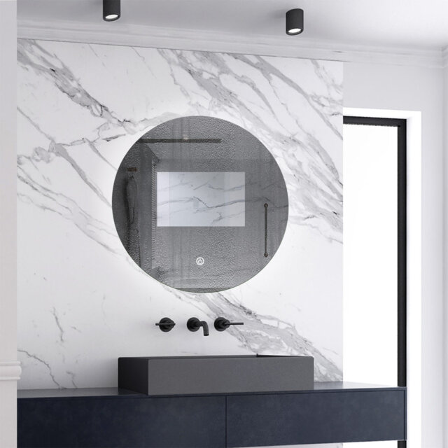 Round LED Bathroom Mirror with Light Adjustable Brightness,Anti-fog,Memory Function