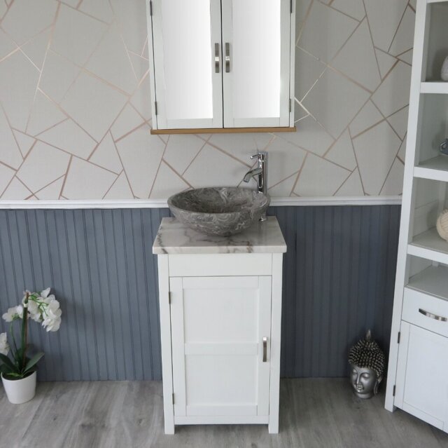 Scrivner 515mm Single Bathroom Vanity with Vessel Stone Basin